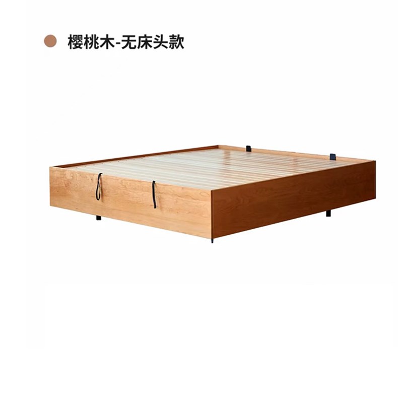 实木床高箱床气压储物床箱体床带储物空间小户型樱桃木离地悬浮床图片
