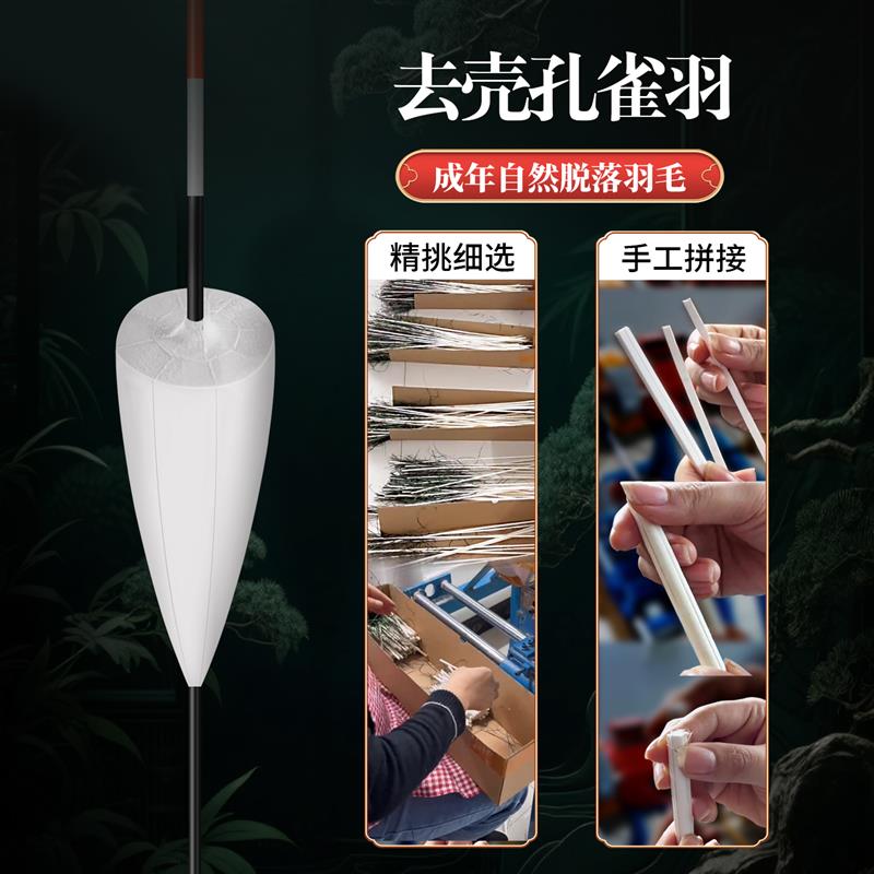 高灵敏孔雀羽浮漂套装全套野钓黑坑竞技鱼漂木质桐木盒装鲫鱼鲤鱼