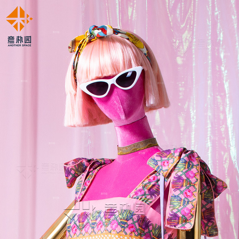 服装店橱窗模特整顶彩色BOBO头假发头套模型女多巴胺刘海短直发