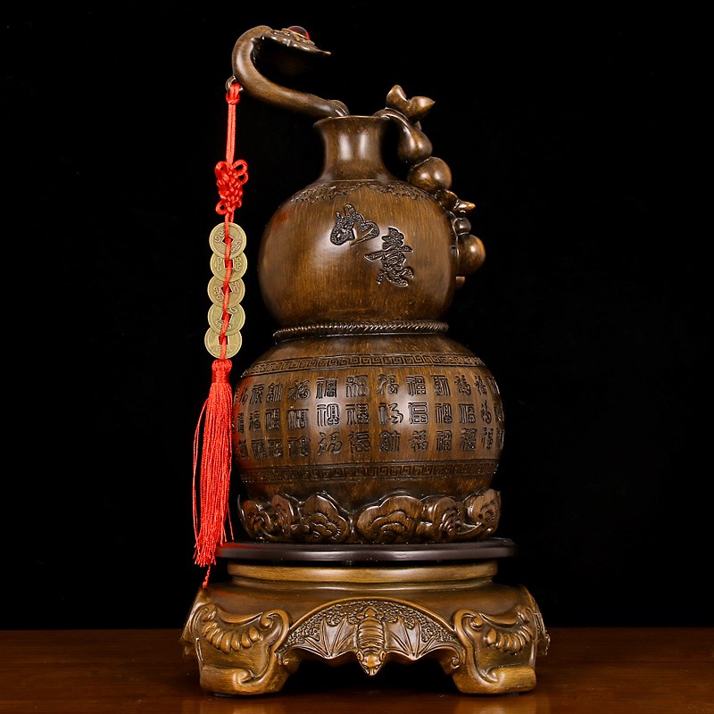 百福如意葫芦摆件家居客厅博古架装饰五帝钱酒柜结婚乔迁新居礼品