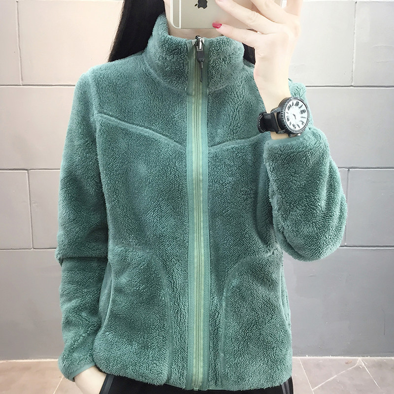 滑雪珊瑚绒外套女防风AB面抓绒衣打底衫户外两面穿摇粒绒内胆卫衣