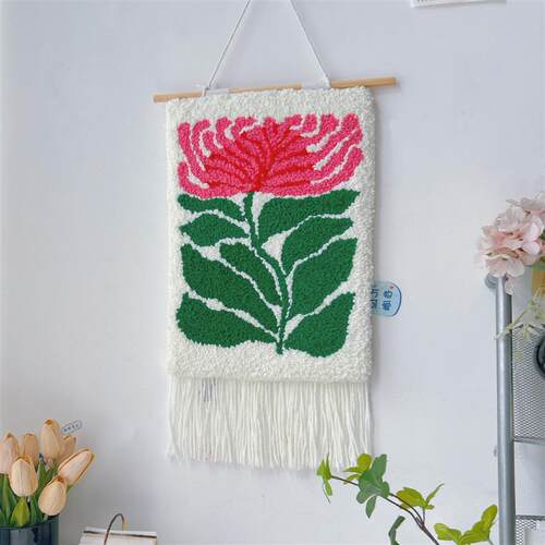 戳戳绣绿植挂毯DIY材料包手工制作INS风装饰挂画手作治愈流苏挂毯
