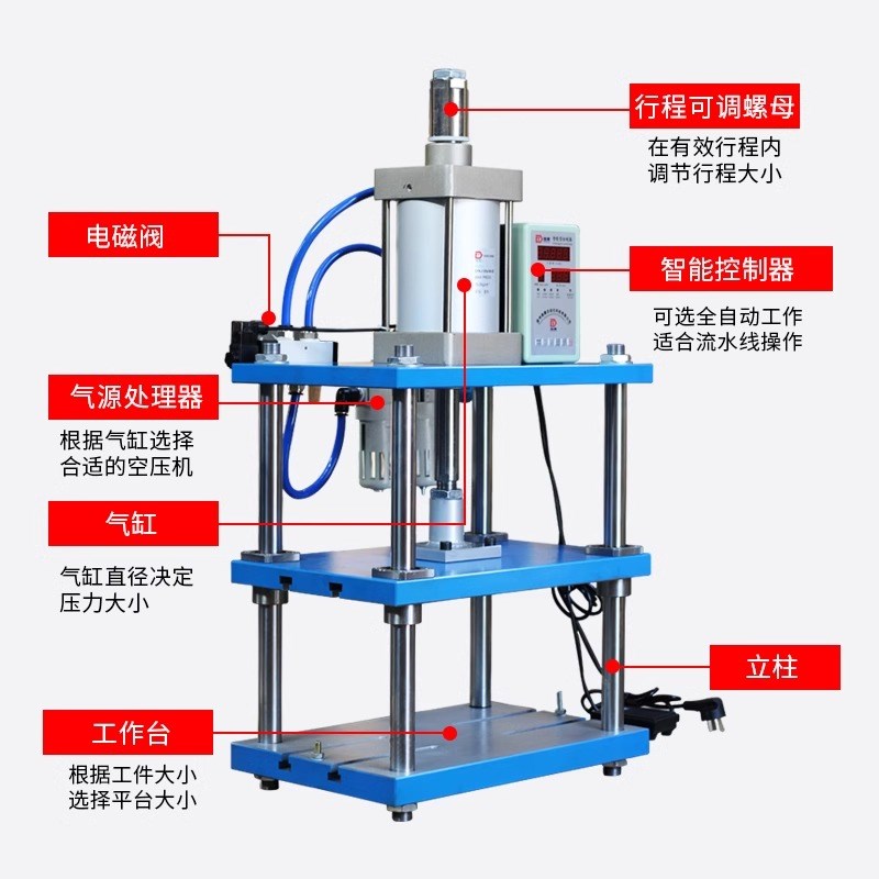 气动小型冲床C型冲压机双柱四柱三板压力机铆钉机增压机3T/5T/10T