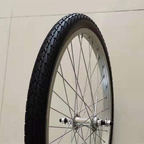 22寸自行车免充气微孔实心弹力轮胎22X1.75带铝合金车圈前后轮组