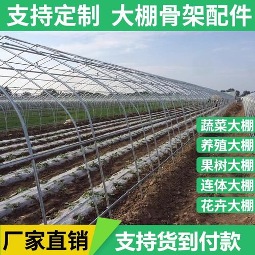温室大棚钢管骨架全套定制养殖种植家用农用蔬菜椭圆连栋热镀锌棚
