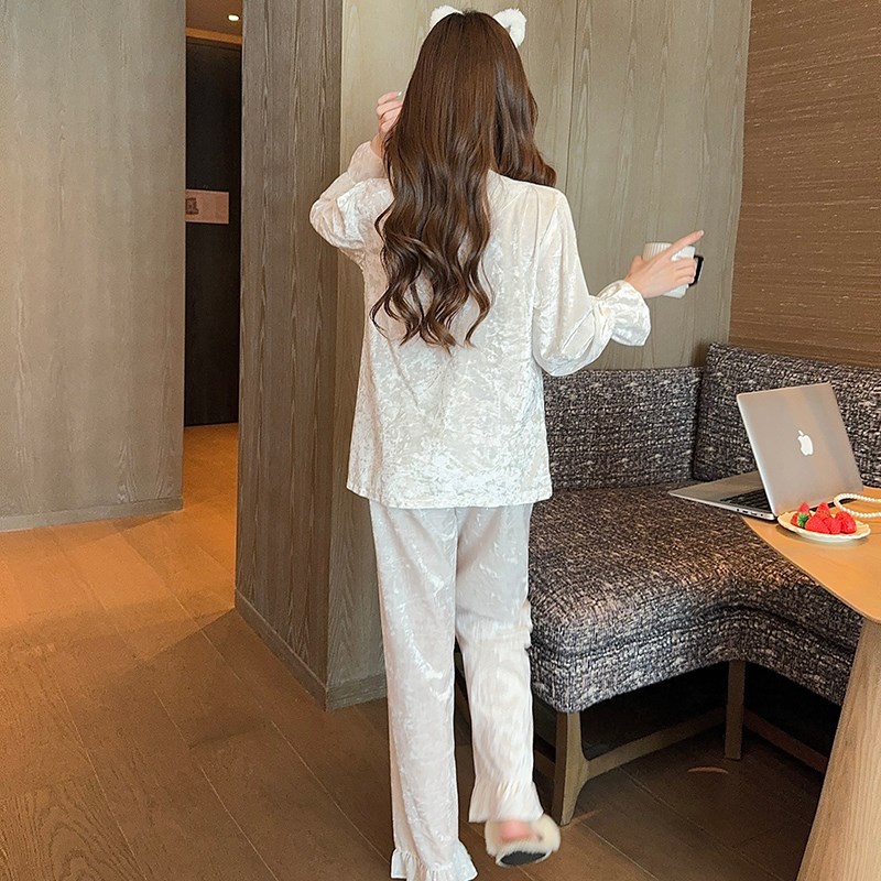 秋冬季金丝绒睡衣女款爆款2025新款长袖长裤女士家居服套装可外穿