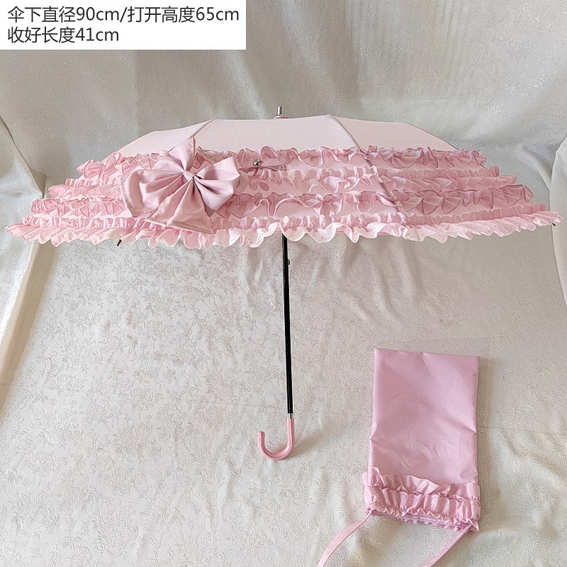 千层折叠伞日系lo伞洛丽塔二折lolita伞花嫁少女心公主伞蕾丝可爱