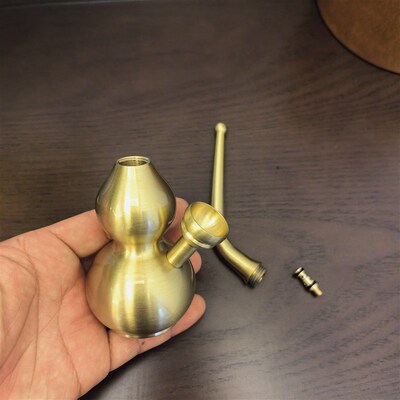 创意黄铜双烟壶一壶四用烟斗纯铜烟锅可拆洗葫芦加厚烟具带过滤芯
