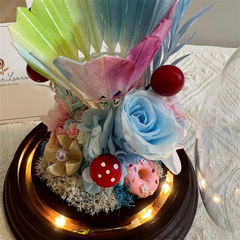羽毛球永生花夜灯摆件浪漫创意装饰送羽毛球爱好者送女友生日礼物
