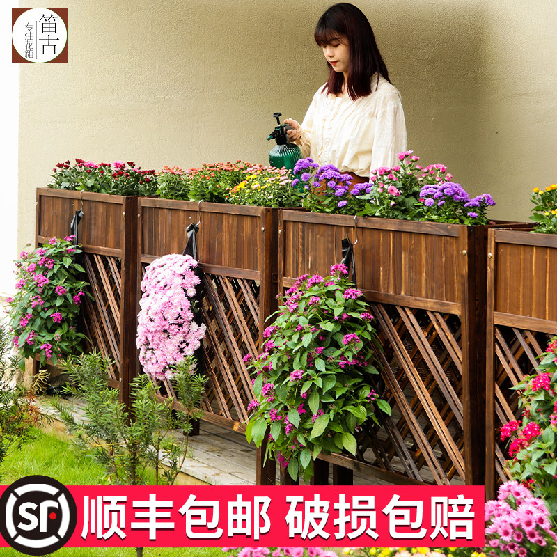 防腐木花箱栅栏户外实木围栏饭店栏栅咖啡厅室内装饰餐厅隔断花架