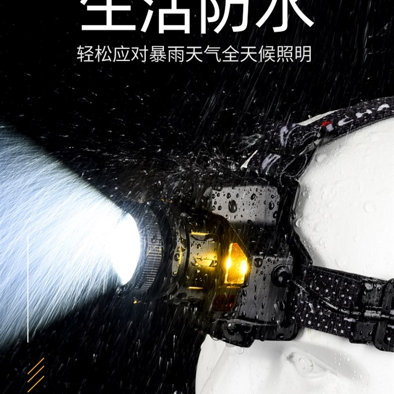 感应头灯变焦强光充电远射超亮头戴式手电筒夜钓鱼灯矿灯超长续航
