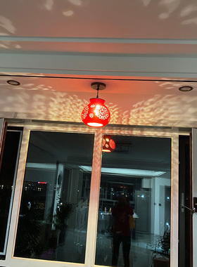 中式红灯笼阳台灯过道玄关红色吊灯中式陶瓷乔迁阳台红灯笼吊灯