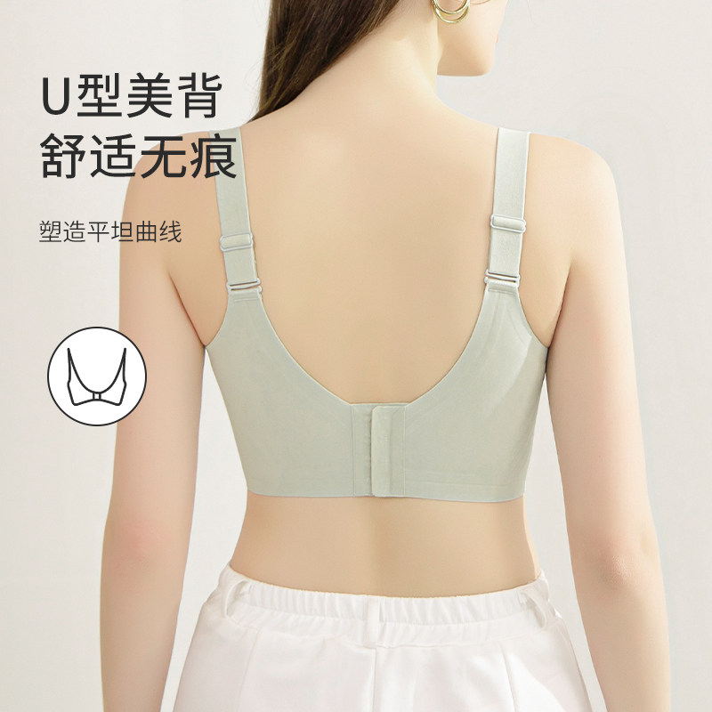 内衣女大胸显小缩胸显瘦无痕裸感宽肩带美背大码薄款夏季文胸bra
