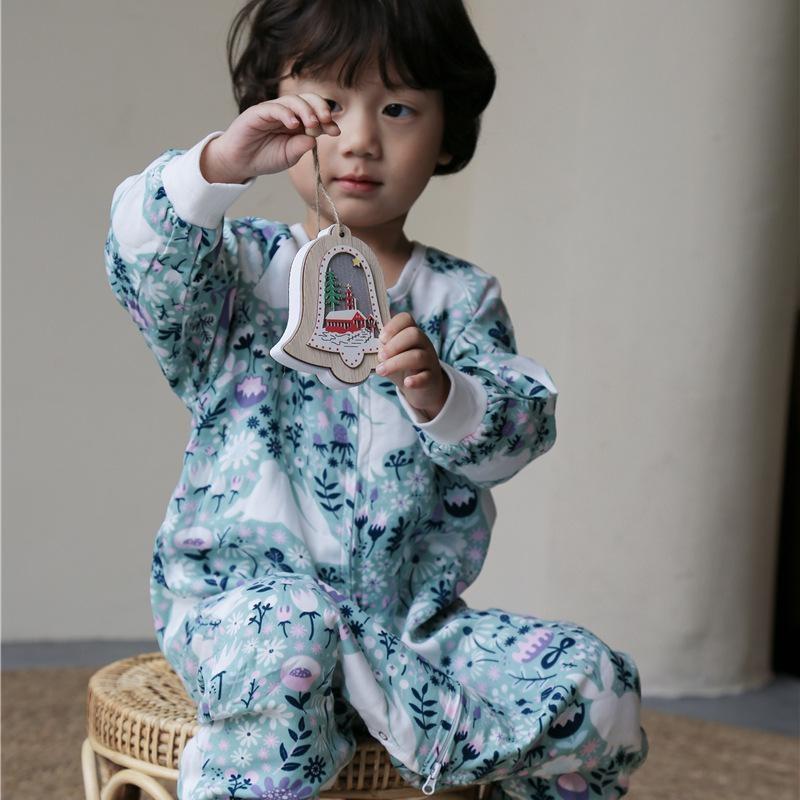 2025四季长袖四层竹棉纱布分腿睡袋婴幼儿防踢被防惊跳宝宝连体衣
