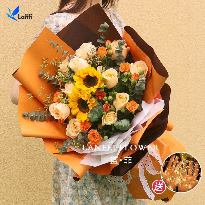 全国鲜花速递同城香槟玫瑰向日葵花束北京上海广州深圳生日配送花