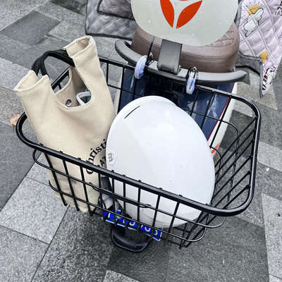 电动车后置车筐加大容量带盖挂物篮三轮电动车置物箱自行车车篮子