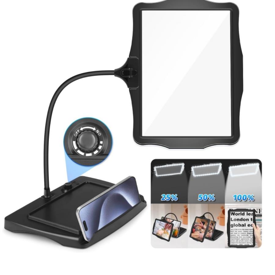 5倍带光的桌面放大镜老年人阅读高清高倍玻璃供学生阅读，报纸，