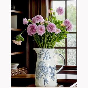 甘棠家居青花瓷新中式奶壶花瓶高级感小众客厅陶瓷文艺复古摆件