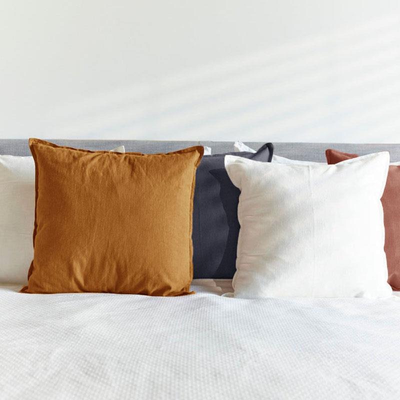 现代简约纯色亚麻客厅沙发抱枕套办公室腰枕床头护腰靠枕含芯定制