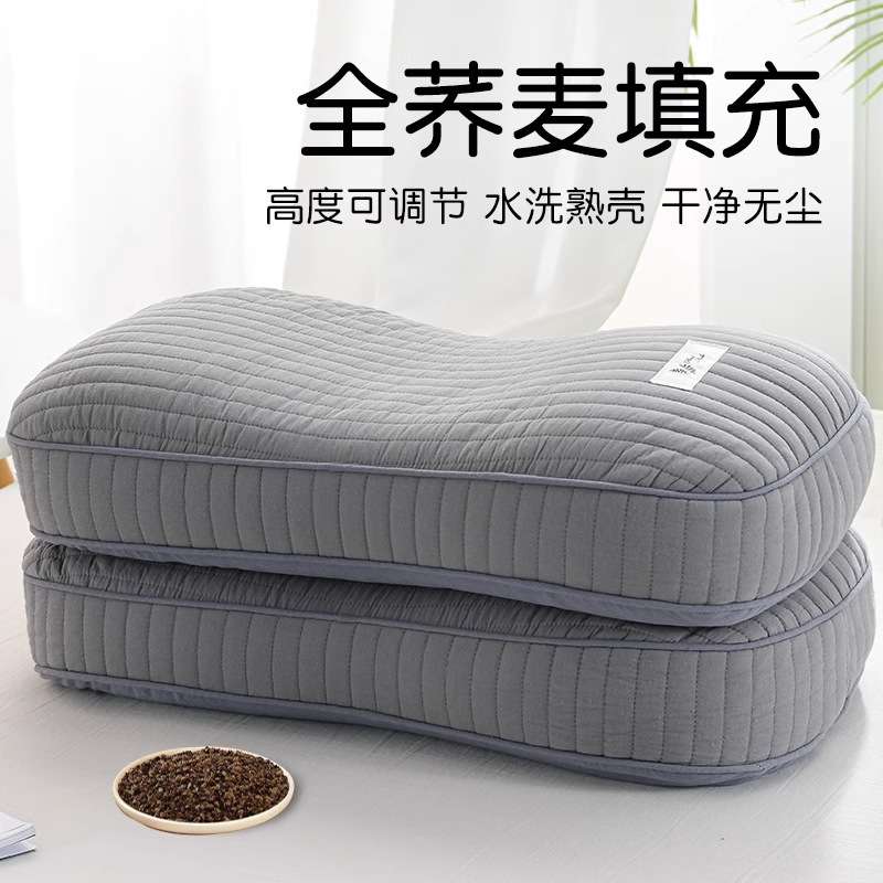 枕头护颈椎纯荞麦皮壳助睡眠成人男士睡觉专用枕硬高整头枕芯一对