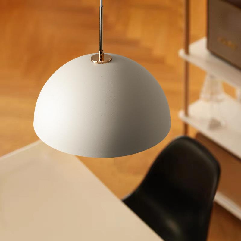 奶油风餐厅吊灯现代简约餐桌灯单头半圆岛台吧台灯厨房饭厅灯