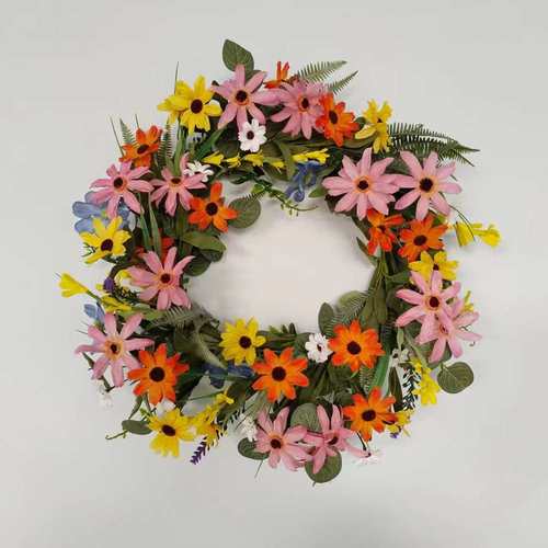 跨境亚马逊新品 春季小雏菊花环挂件 家居门挂装饰客厅餐厅仿真花