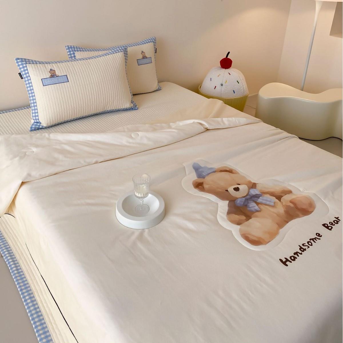 双面全棉水洗棉床盖三件套、夹棉绗缝垫加厚床单夏被