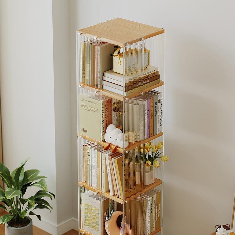 360度旋转书架透明儿童绘本收纳架落地置物架家用简易学生小书柜