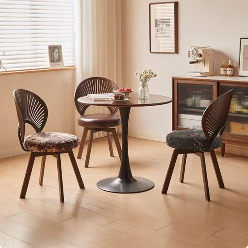 椅子实木家用电脑椅卧室梳妆化妆椅360度旋转客厅餐椅靠背学习椅