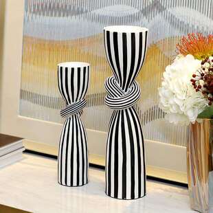现代简约黑白条纹摆件创意抽象客厅玄关电视餐边柜桌面装饰样板房