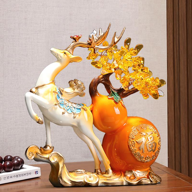 招财福鹿发财树装饰品玄关入户鞋柜放钥匙家居摆件钥匙收纳置物架