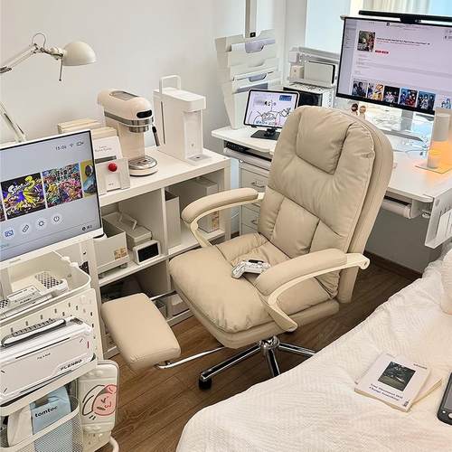 爆火华夫格电脑椅家用可躺办公椅可按摩加热人体工学卧室书桌椅子