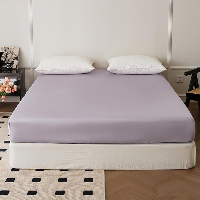 春夏单件100支ins风紫色全棉宿舍单人被单床单枕头套1.5m防滑床笠