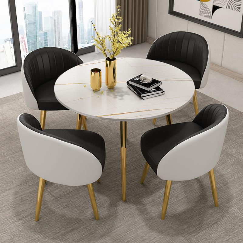 轻奢岩板接待桌椅组合售楼处洽谈会客圆桌简约4人办公会议桌餐