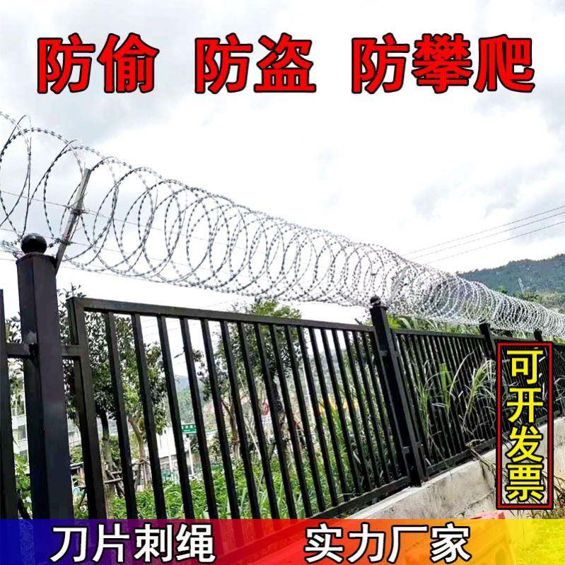 刀片刺绳防盗刺滚笼刺网防盗网防爬刺铁丝网防爬网带刺铁丝