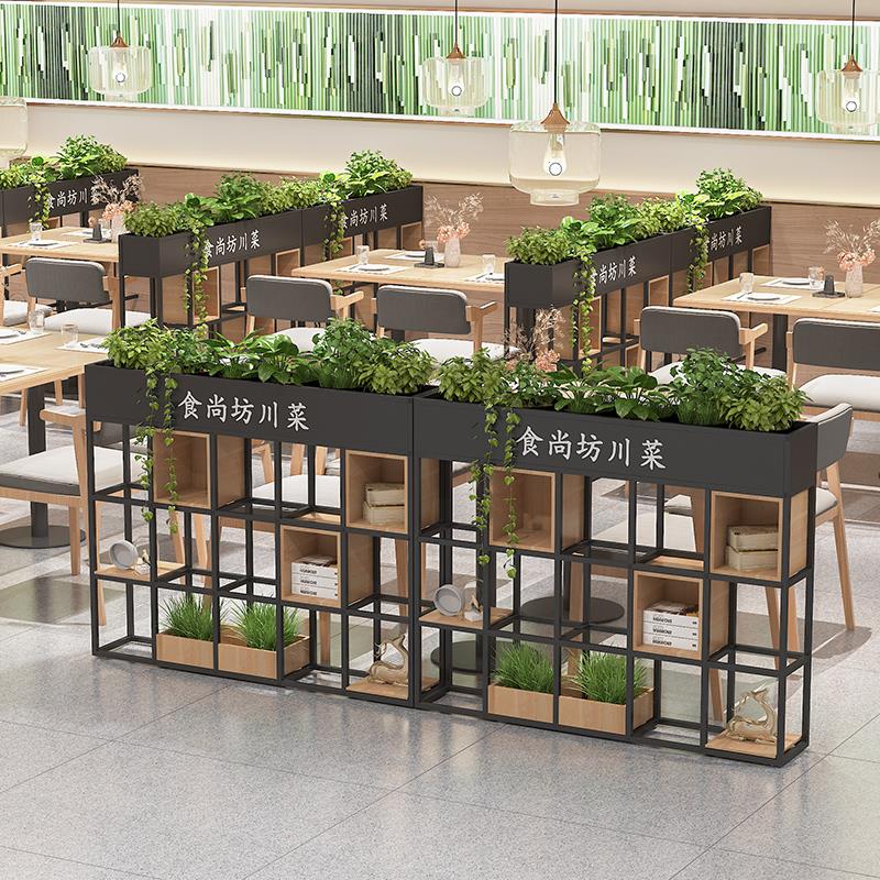 欧式餐厅食堂隔断书柜花架围栏屏风办公室学校绿植铁艺书架置物架