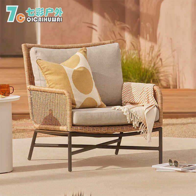 户外藤编沙发庭院阳台单人藤椅防水休闲酒店样品屋展示中心民宿花,住宅家具,户外沙发,淘宝优惠券,粉丝福利购,淘宝优惠卷