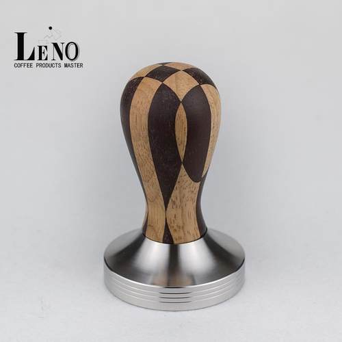 LENO不锈钢压粉器撞色实木质手柄咖啡压粉锤手冲咖啡机填压器平底