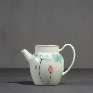 陶瓷家用茶海功夫茶具分茶器 手绘荷花公道杯