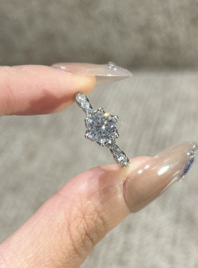 高定轻奢爆款人工培育银色蕾丝皇冠款戒指女款时尚简约仿真钻戒14