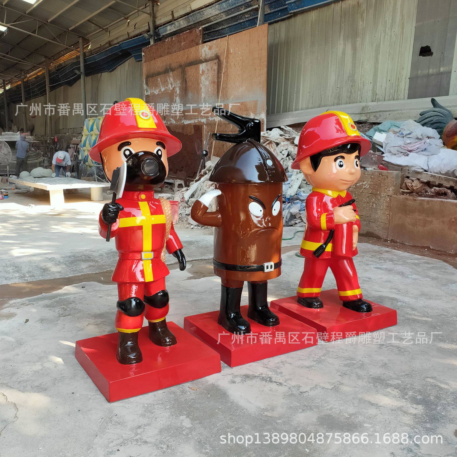玻璃钢消防卡通雕塑摆件模型 场馆文化宣传展示 来图定制