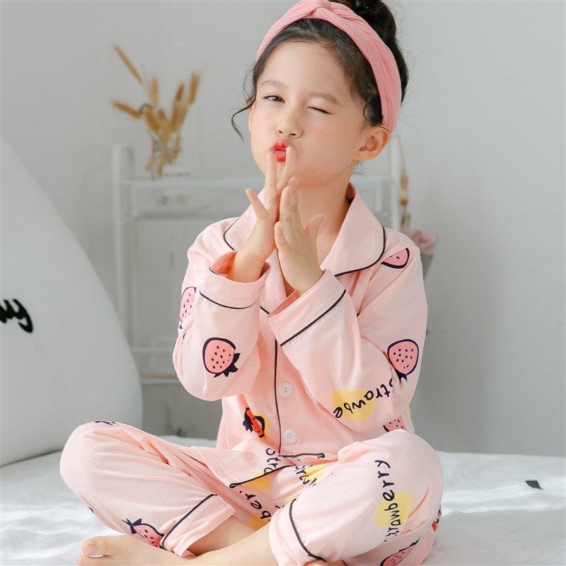 儿童睡衣女童春秋纯棉长袖薄x款公主宝宝小孩空调家居服套装两件
