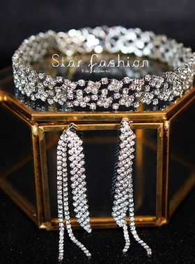 简约百搭可调节时尚颈链超闪晚礼服项链新娘婚纱礼服晚宴项链配饰