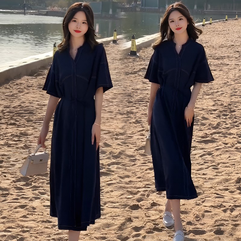 大码女装时尚连衣裙女夏季2025年C新款胖mm高级感气质宽松显瘦裙