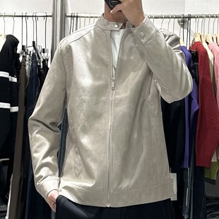 显瘦皮夹克 道森春季 新款 男轻熟风高级感立领PuE皮衣外套韩版 修身