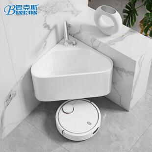 陶瓷洗拖把池家用卫生间阳台壁挂转角拖布池 宾克斯三角形挂墙式