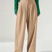 23285 休闲长裤 清仓新老钱通勤高腰宽松廓形阔腿裤 立体剪裁西裤