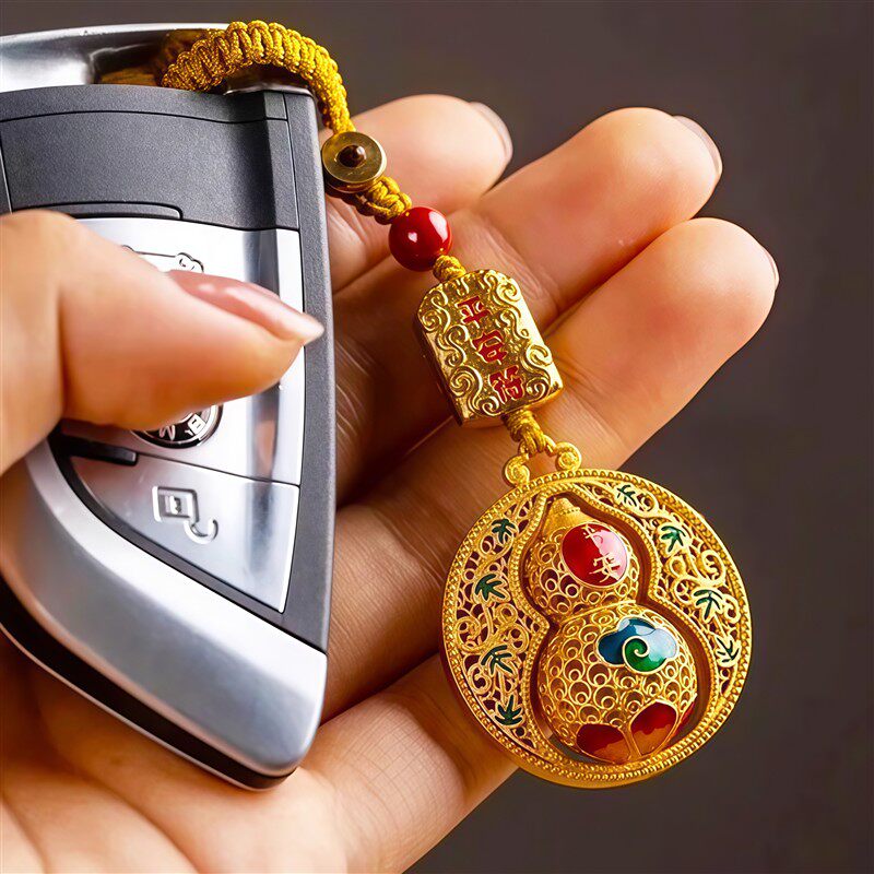 平安沙金创意葫芦钥匙扣新款福禄护身招财进宝转运挂饰保平安挂饰