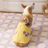 柯基衣服秋冬季 撞色小熊贴布柯基绒衣加厚保暖八哥腊肠犬宠物衣服