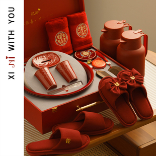 喜霓结婚新娘女方陪嫁套装高档红色嫁妆物品大全洗漱用品套装全套